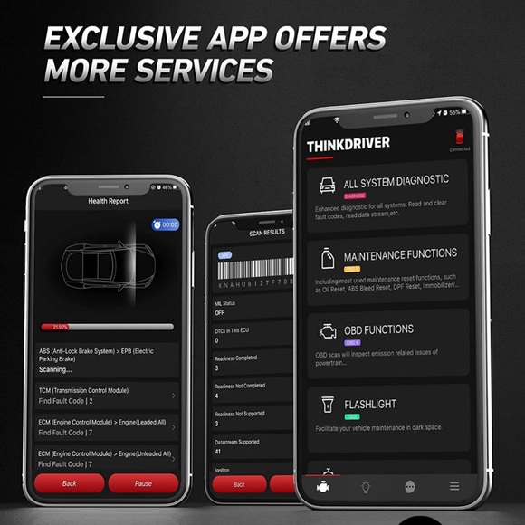 THINKDRIVER OBD II Bluetooth Check Engine Code Vehicle Diagnostic Tool - Picture 4 of 10